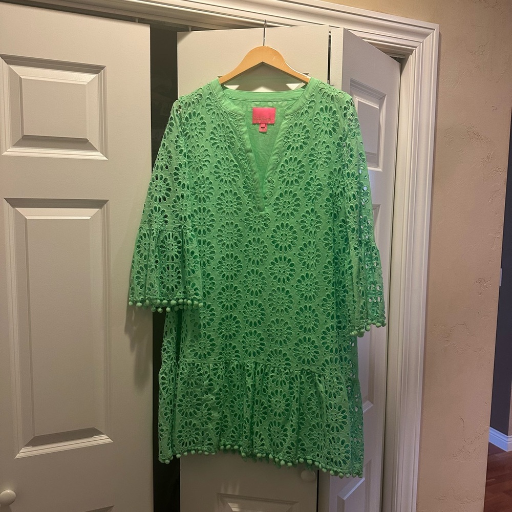 Lilly Pulitzer Green Eyelet Long Sleeve Dress
